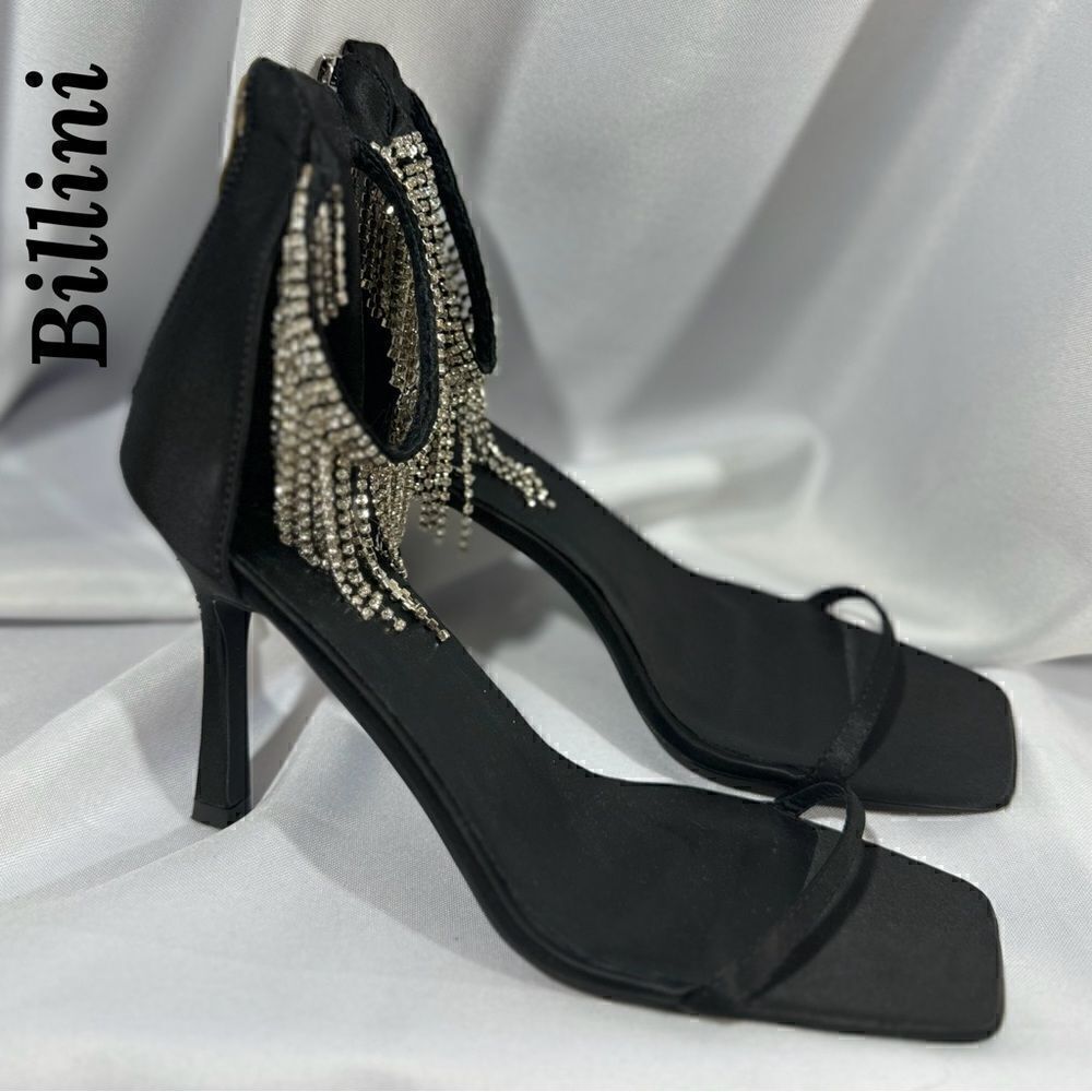 FREE BY BILLINI BARLOW STILETTO HEELS EMBELLISHED IN BLACK NEW SIZE 10